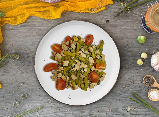 Recette salade au foie gras, asperges et tomates cerises