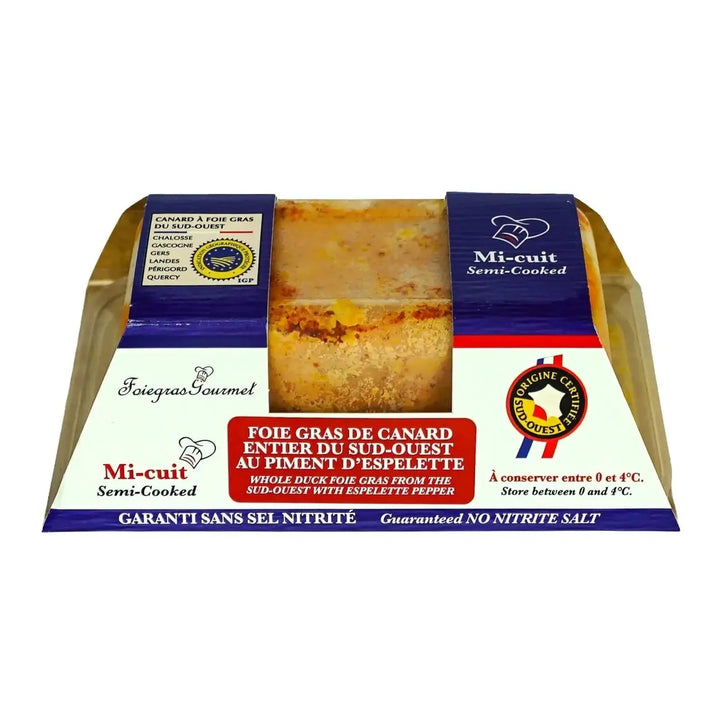 Foie Gras de Canard Entier Mi-Cuit du Sud-Ouest au Piment d'Espelette 250 g - Foie Gras Gourmet