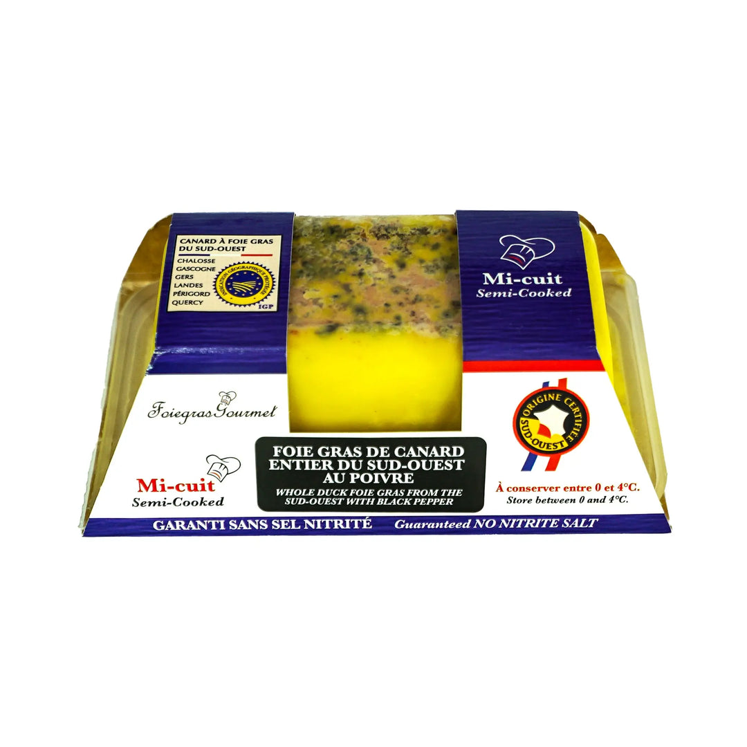 Foie Gras de Canard Entier Mi-Cuit du Sud-Ouest au Poivre Noir 250 g - Foie Gras Gourmet
