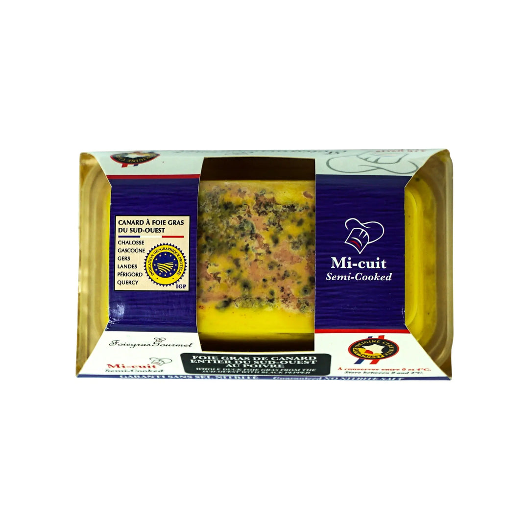 Foie Gras de Canard Entier Mi-Cuit du Sud-Ouest au Poivre Noir 250 g - Foie Gras Gourmet