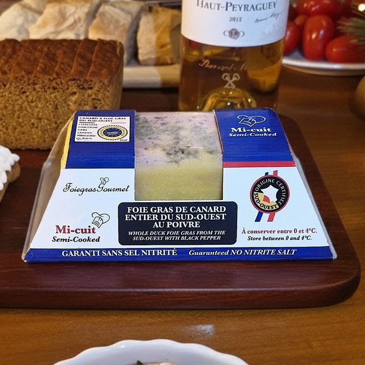 Foie Gras de Canard Entier Mi-Cuit du Sud-Ouest au Poivre Noir 250 g - Foie Gras Gourmet